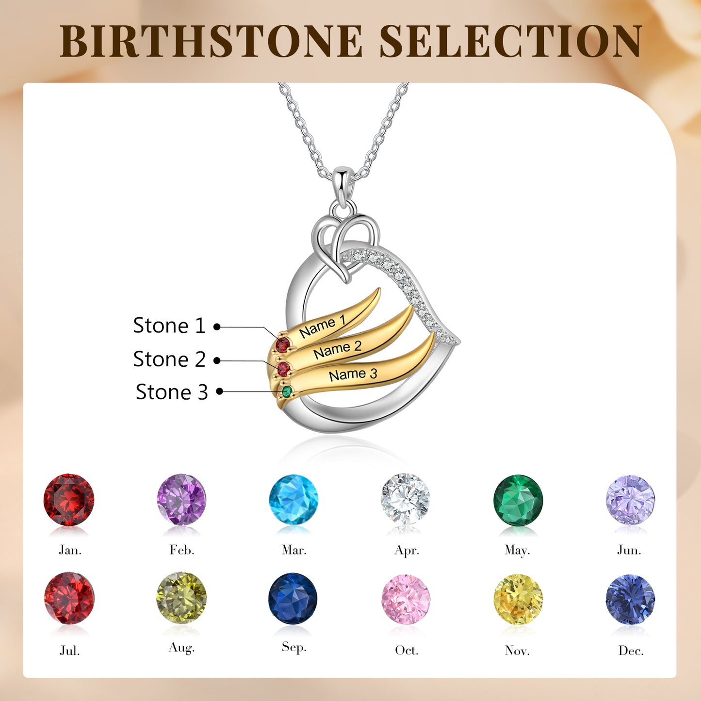 Custom Name Birthstone Necklace