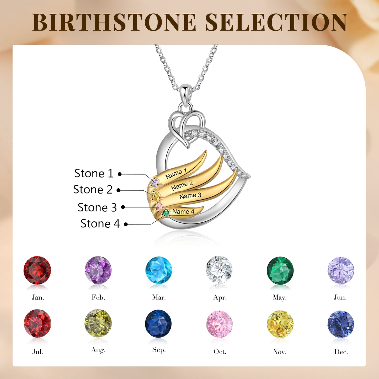 Custom Name Birthstone Necklace