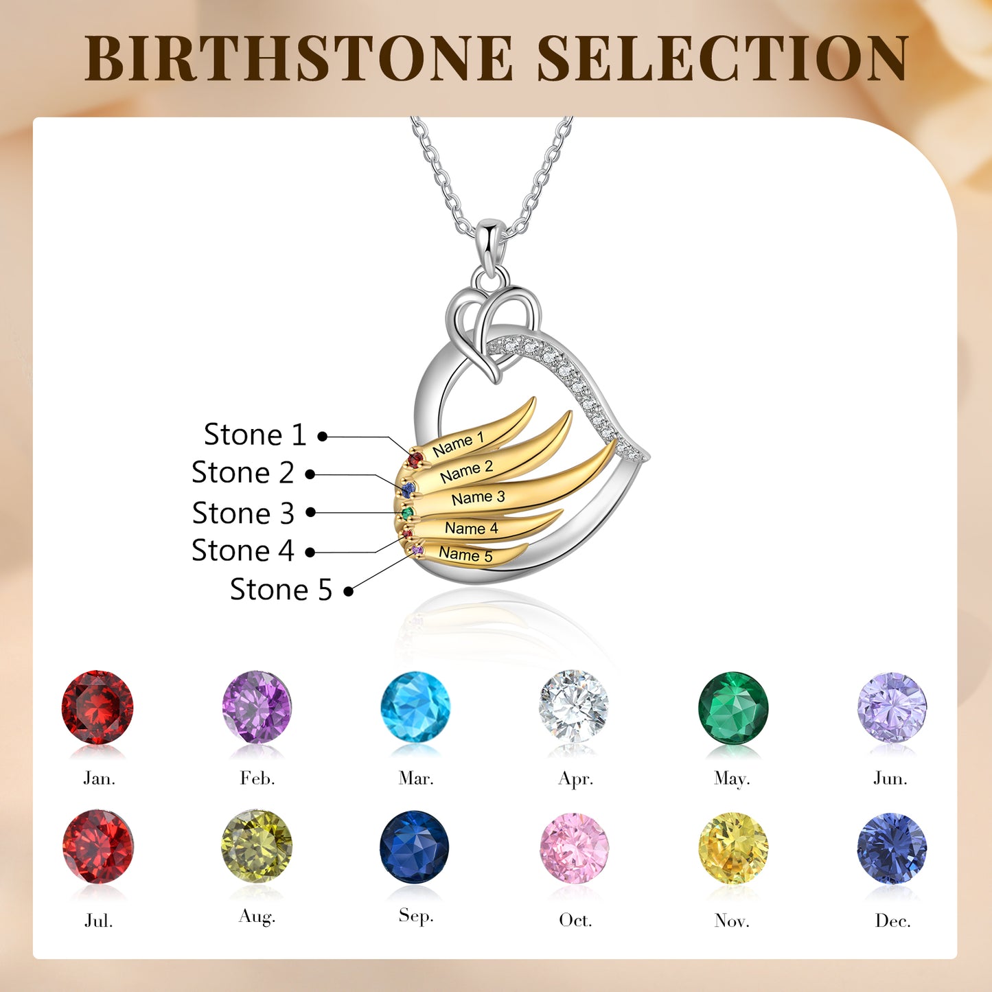 Custom Name Birthstone Necklace