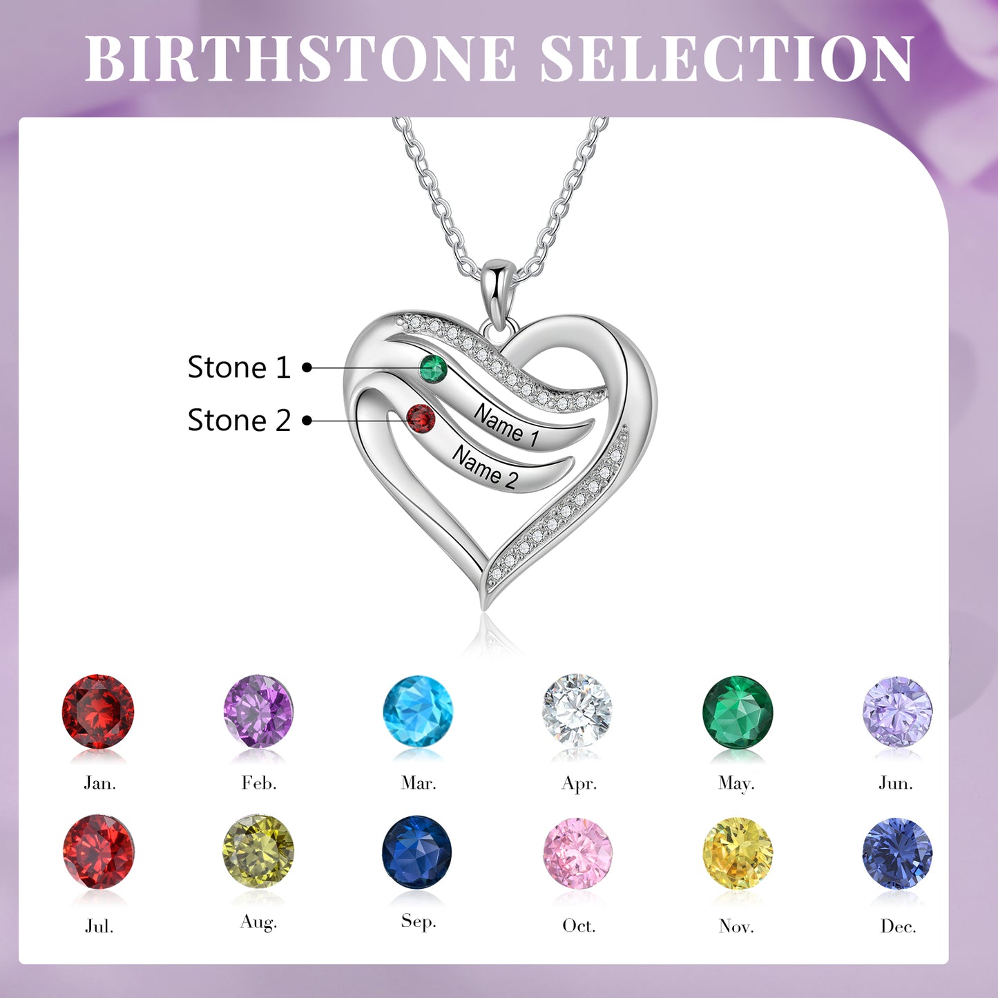 925 Sterling Silver Custom Birthstone Necklace