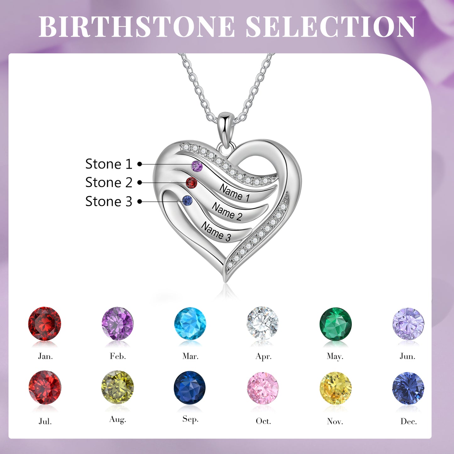 925 Sterling Silver Custom Birthstone Necklace