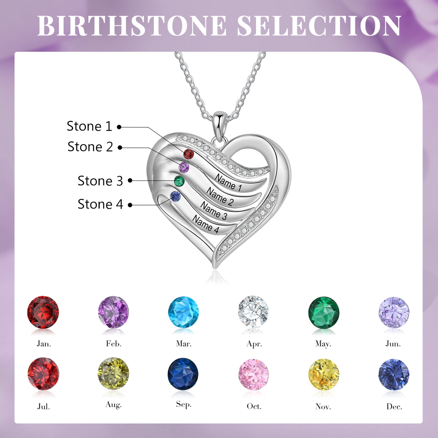 925 Sterling Silver Custom Birthstone Necklace