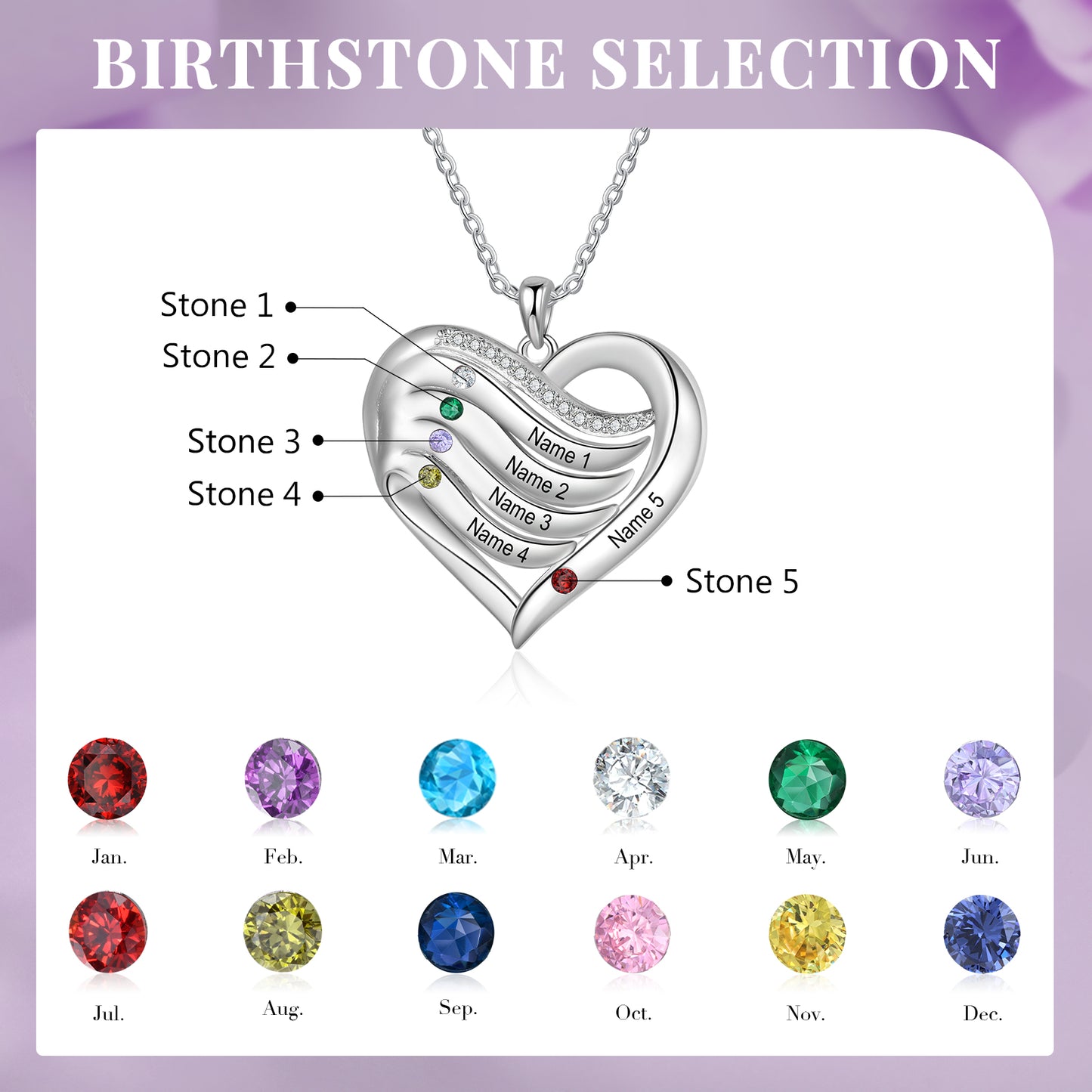 925 Sterling Silver Custom Birthstone Necklace