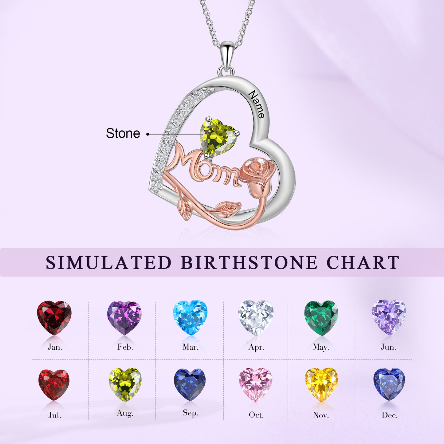 925 Sterling Silver Custom Birthstone Necklace