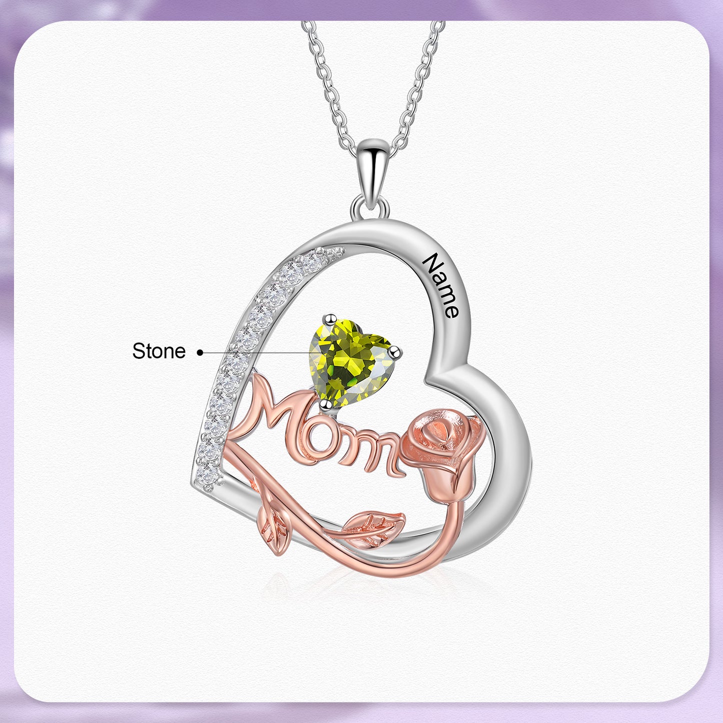 925 Sterling Silver Custom Birthstone Necklace