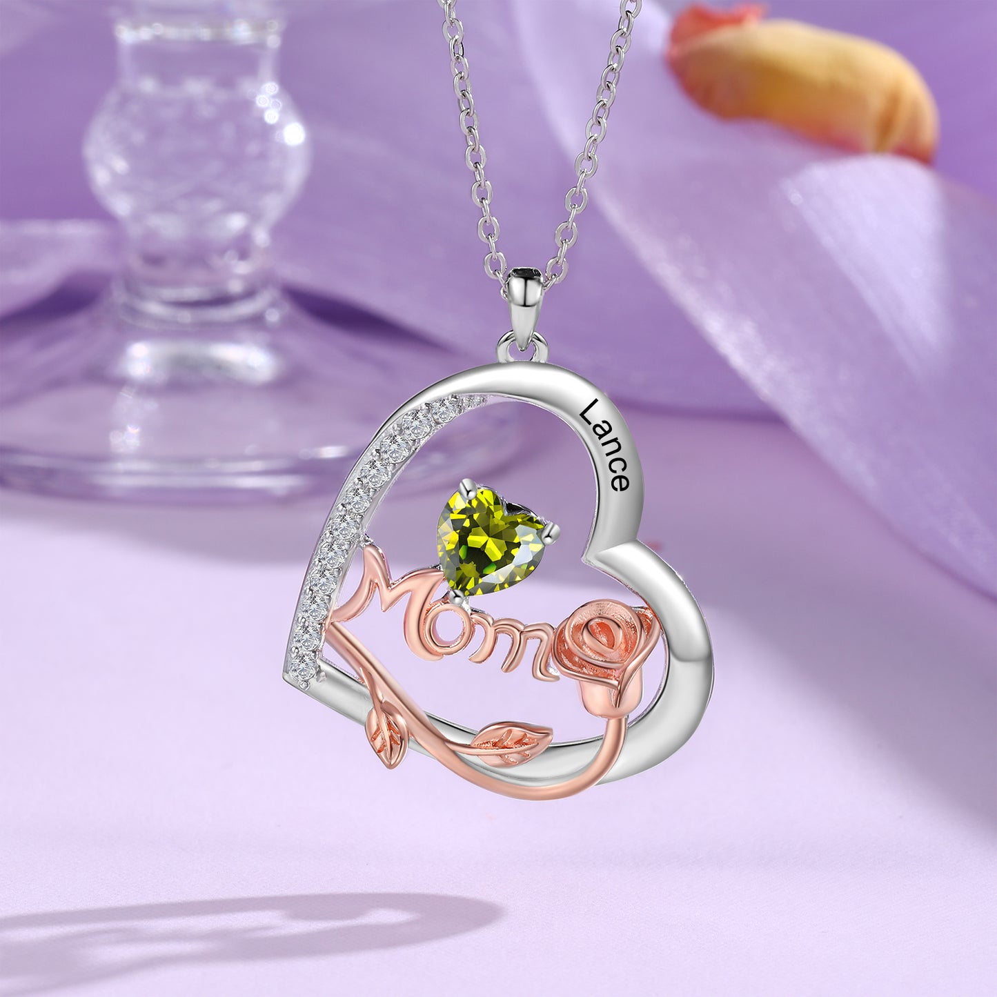 925 Sterling Silver Custom Birthstone Necklace