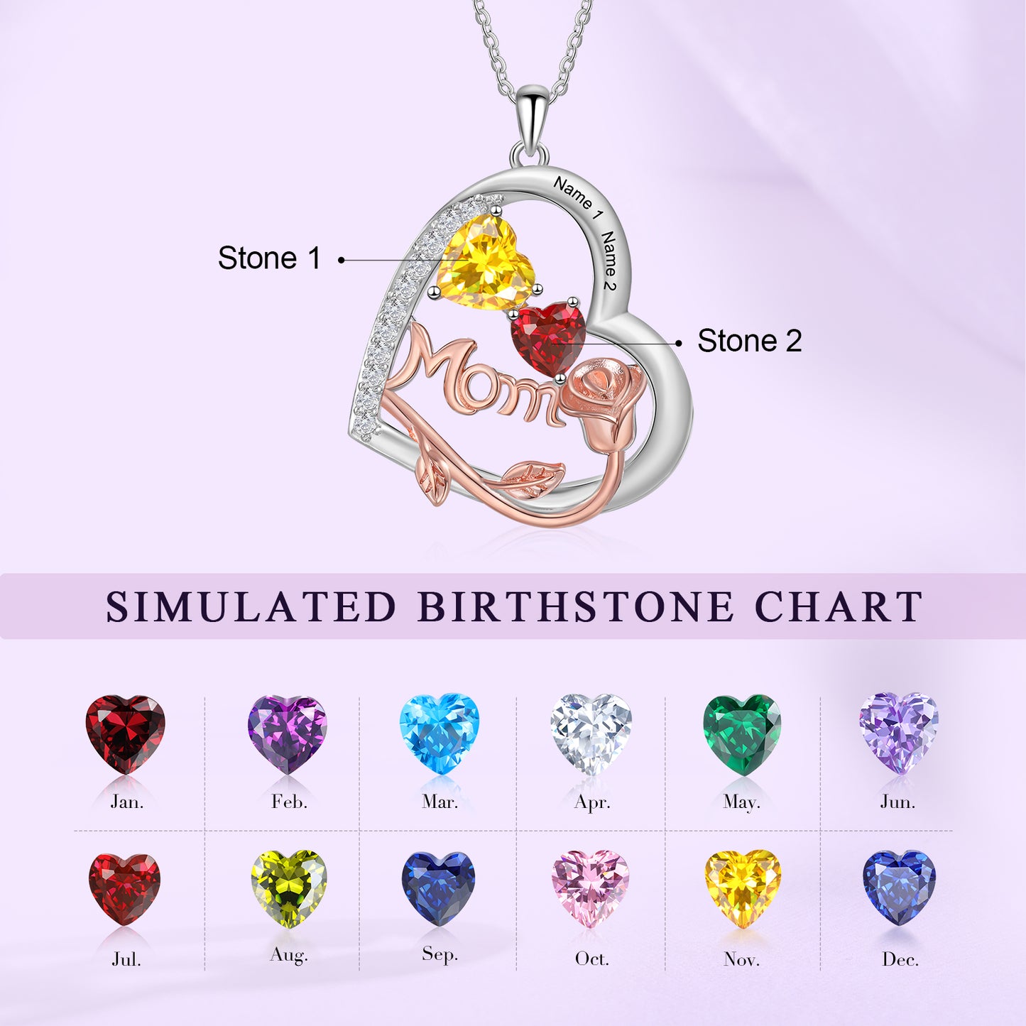 925 Sterling Silver Custom Birthstone Necklace