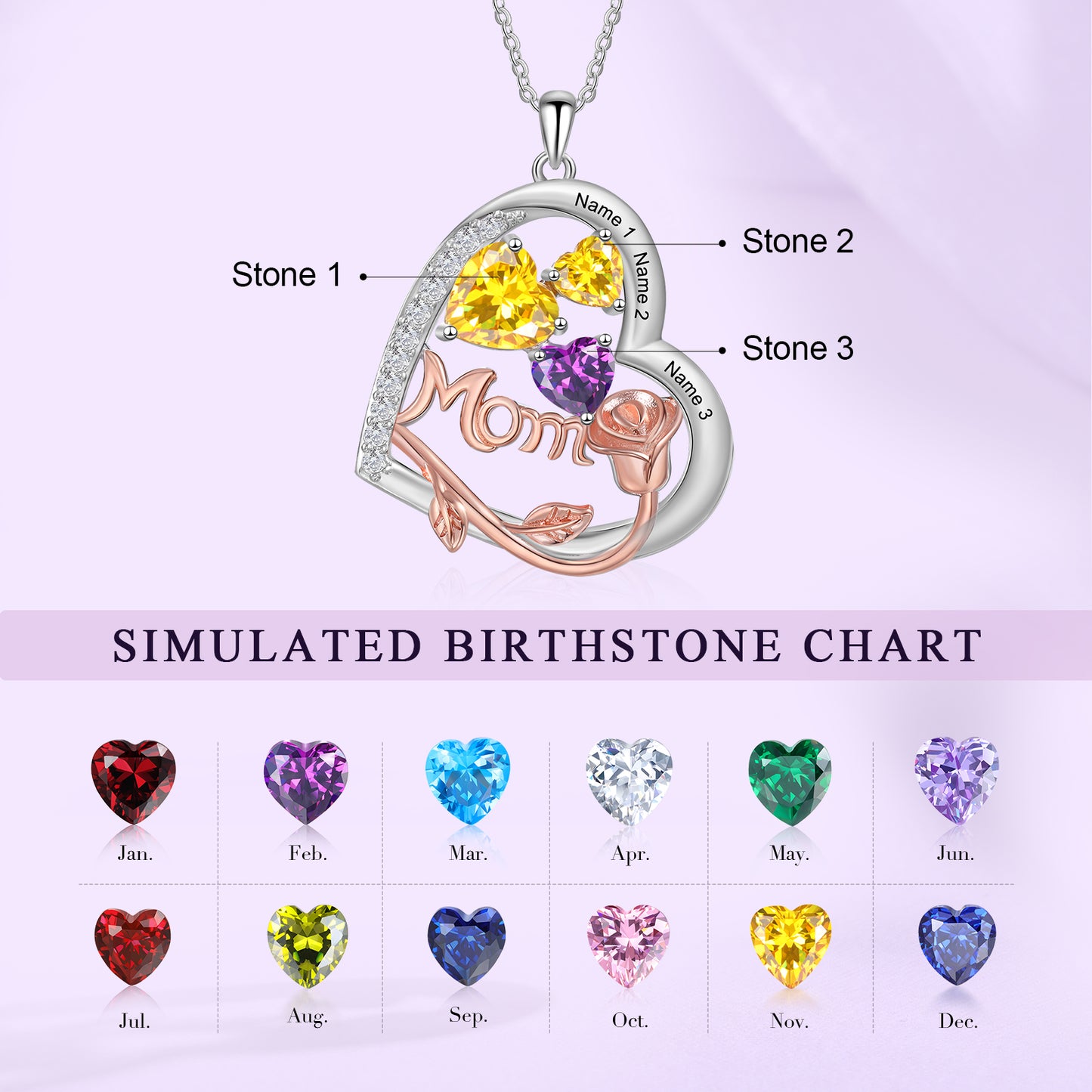 925 Sterling Silver Custom Birthstone Necklace