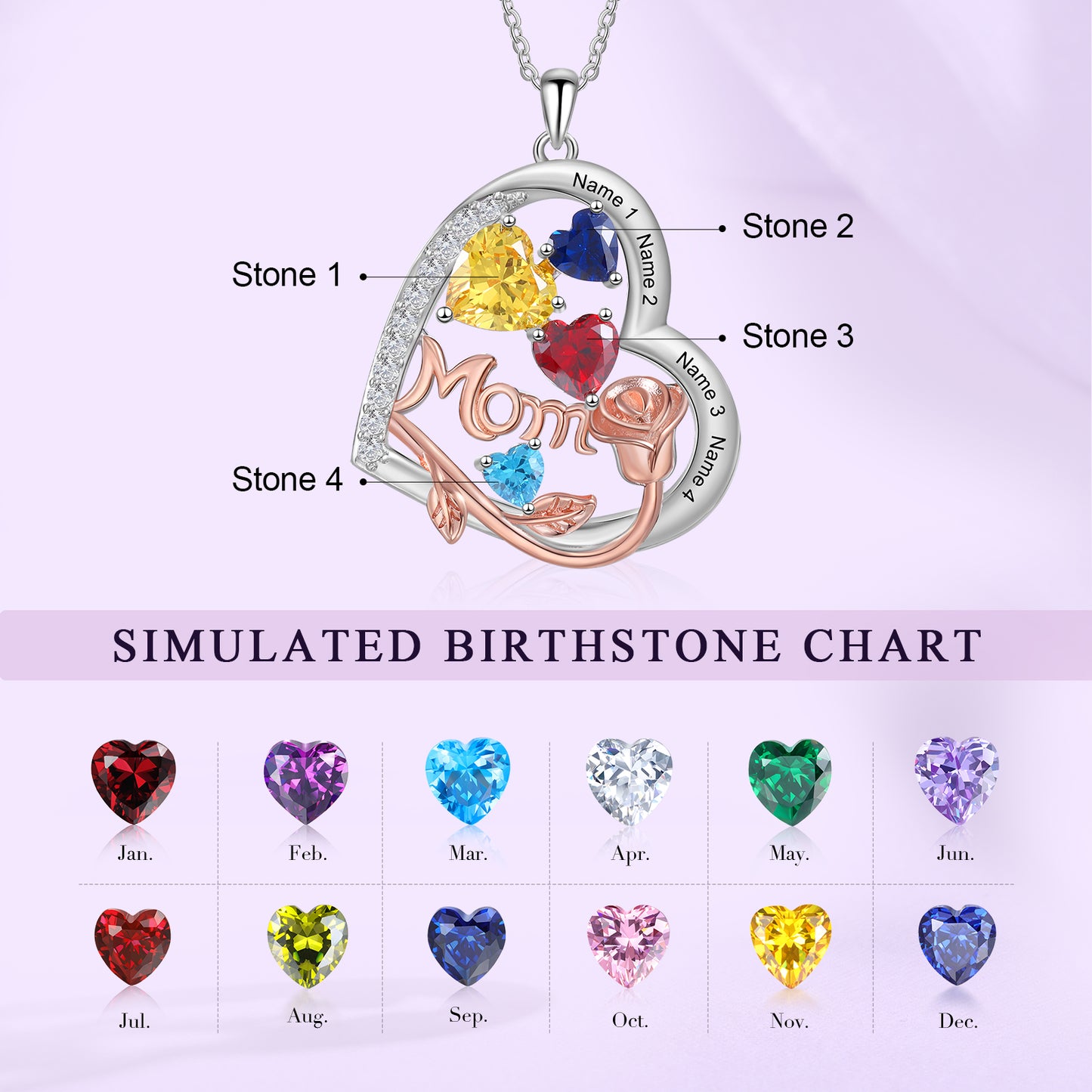 925 Sterling Silver Custom Birthstone Necklace