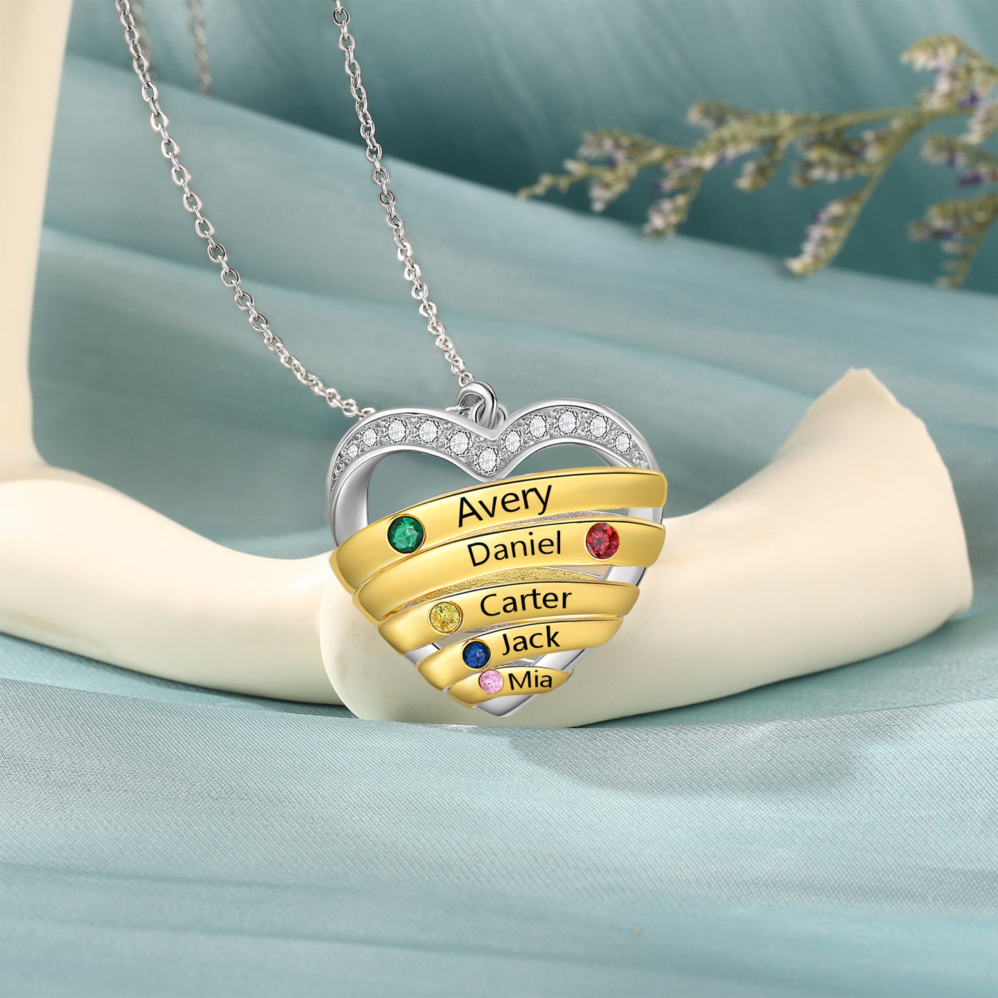 Custom Name Birthstone Necklace