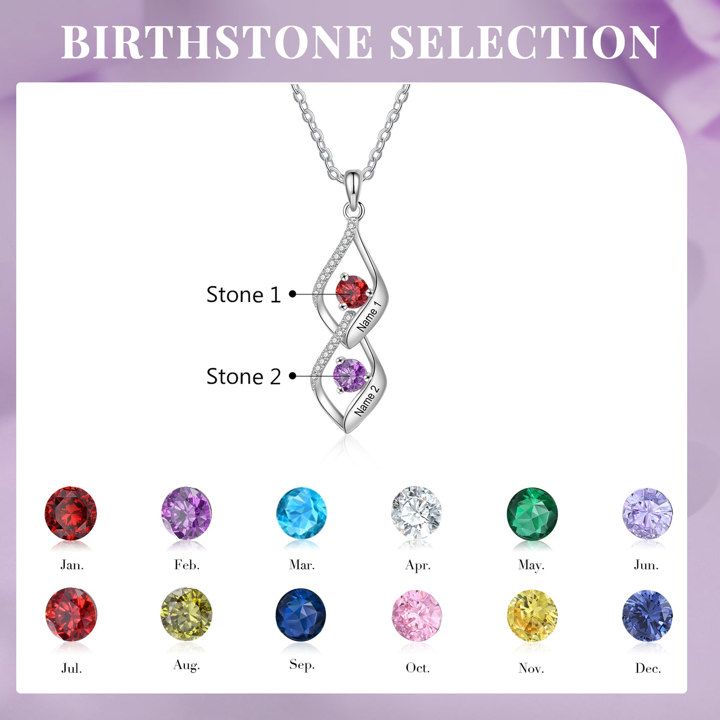 Custom Name Birthstone Necklace