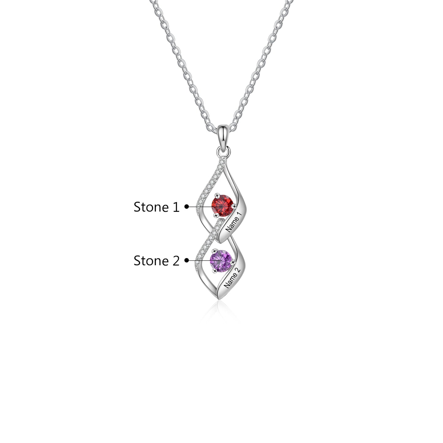 Custom Name Birthstone Necklace