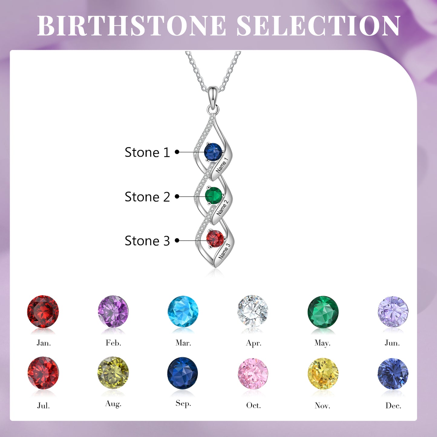 Custom Name Birthstone Necklace