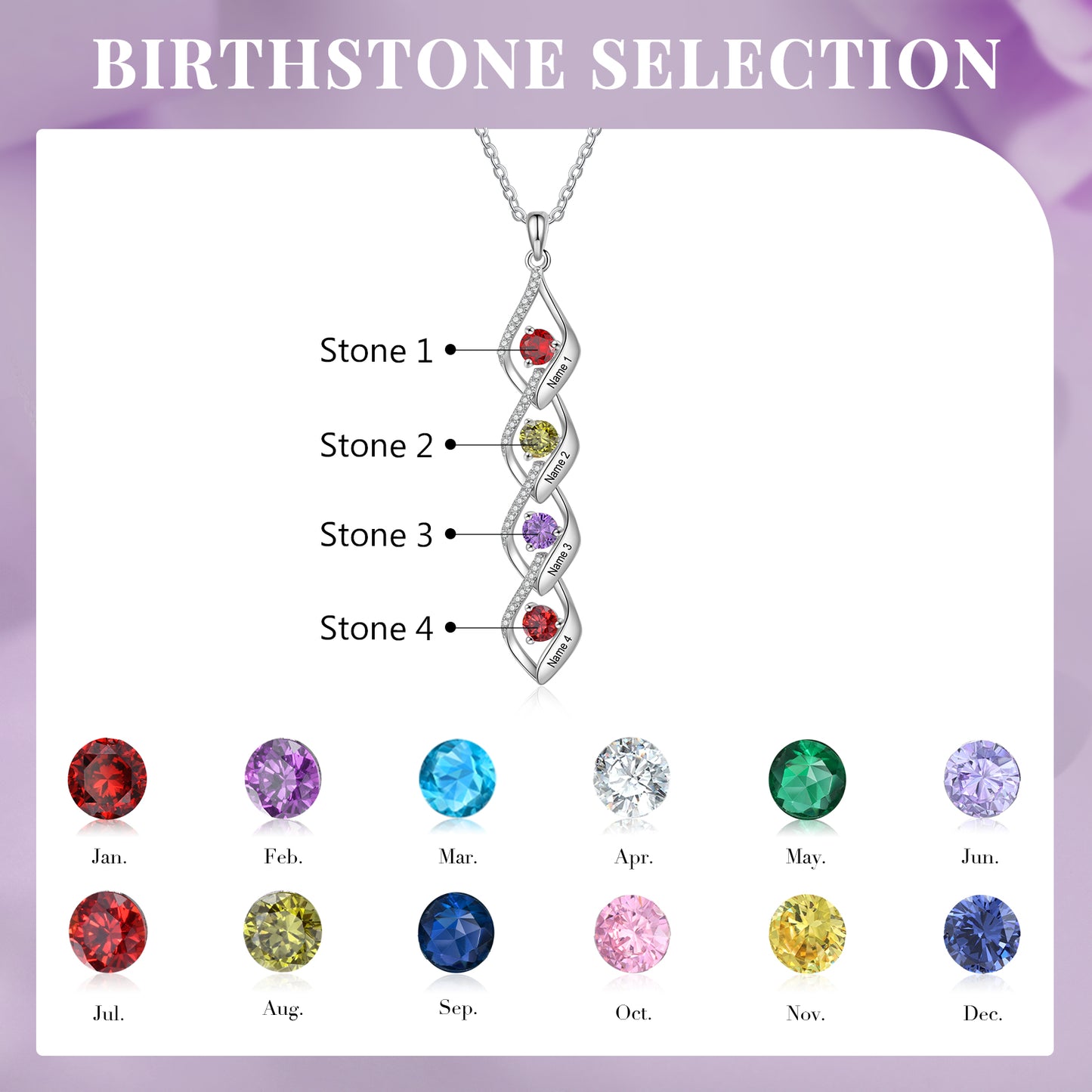 Custom Name Birthstone Necklace