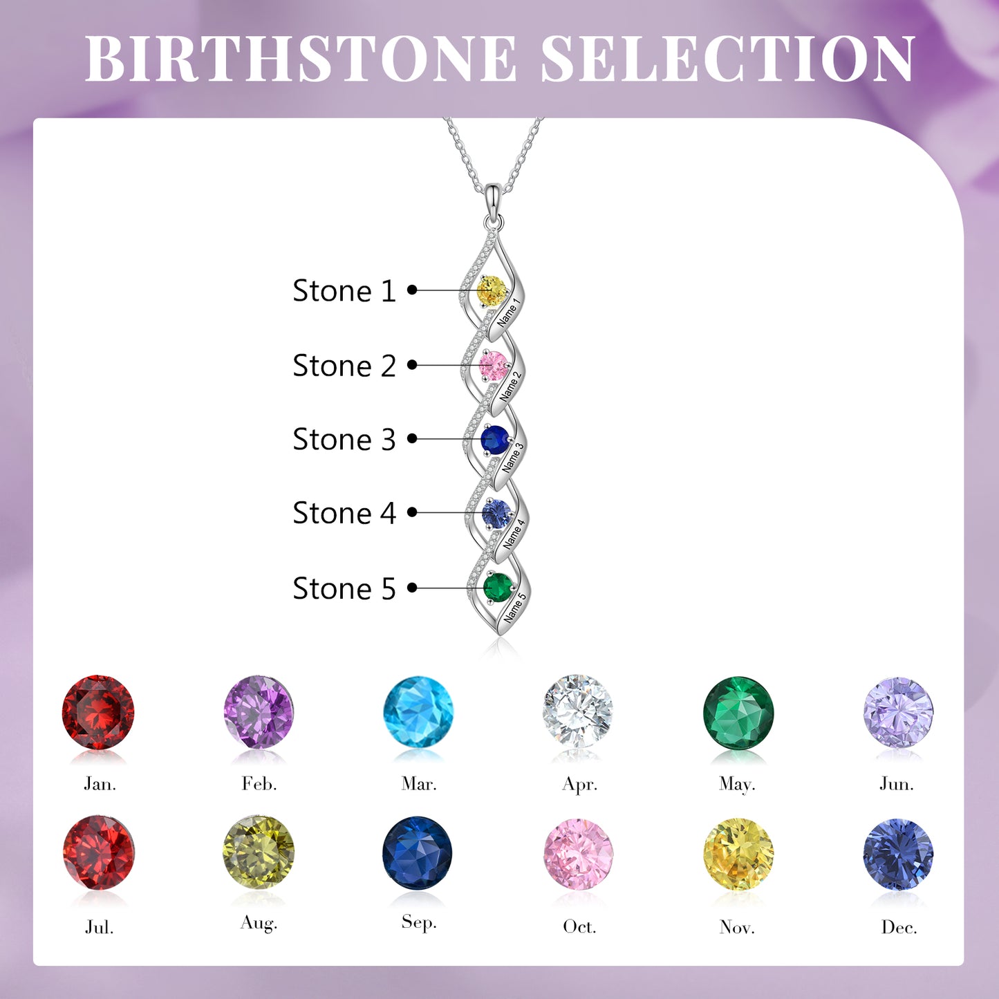 Custom Name Birthstone Necklace