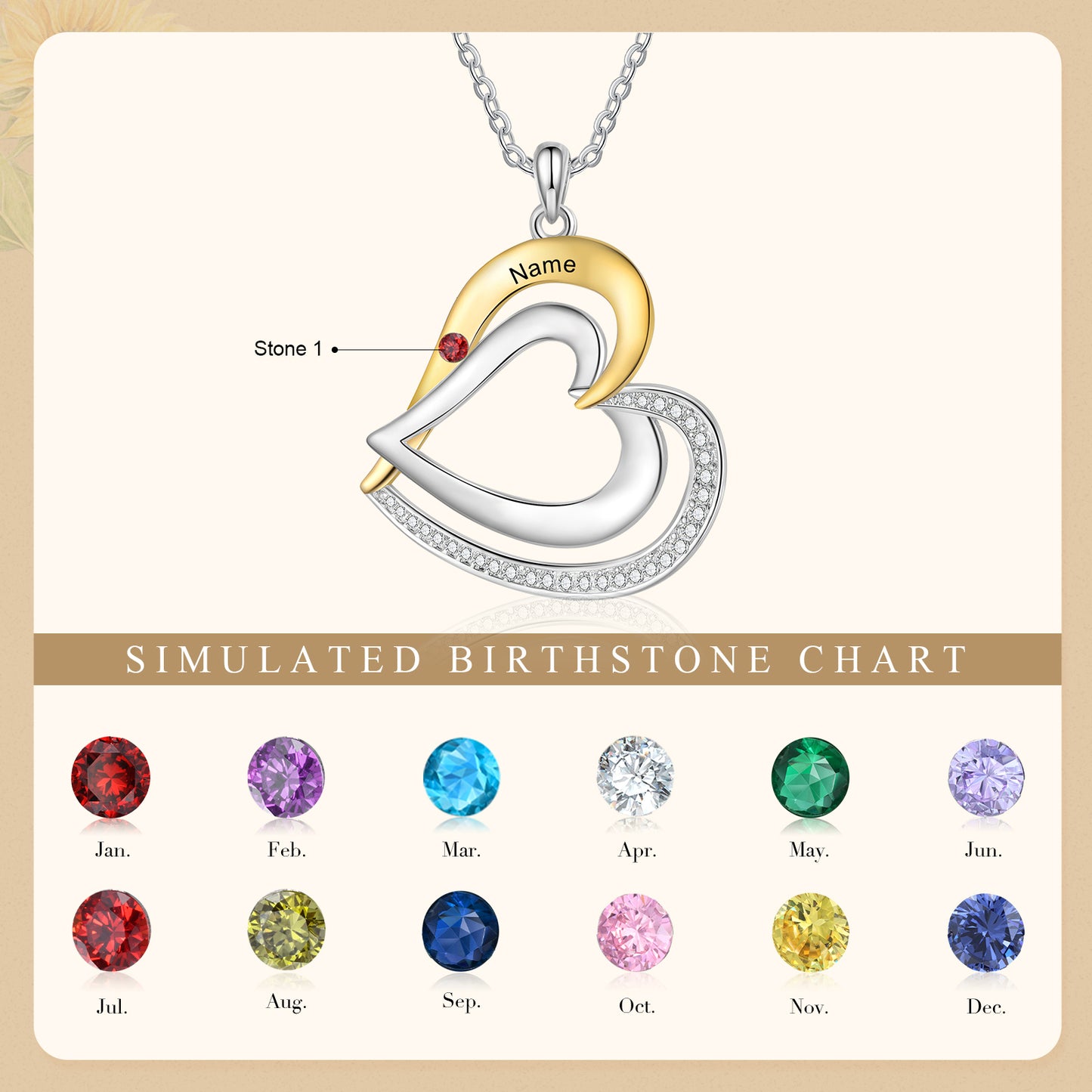 925 Sterling Silver Custom Birthstone Necklace