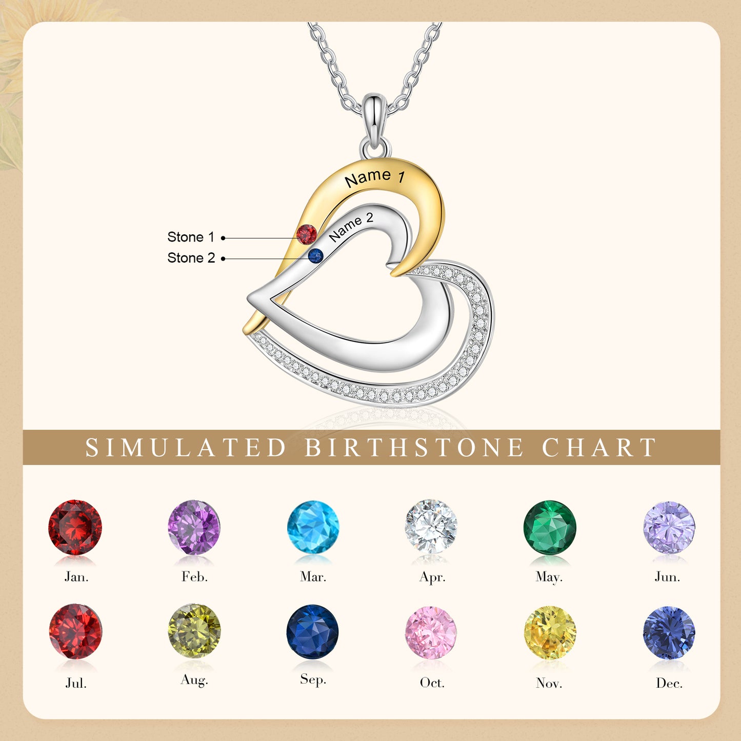 925 Sterling Silver Custom Birthstone Necklace