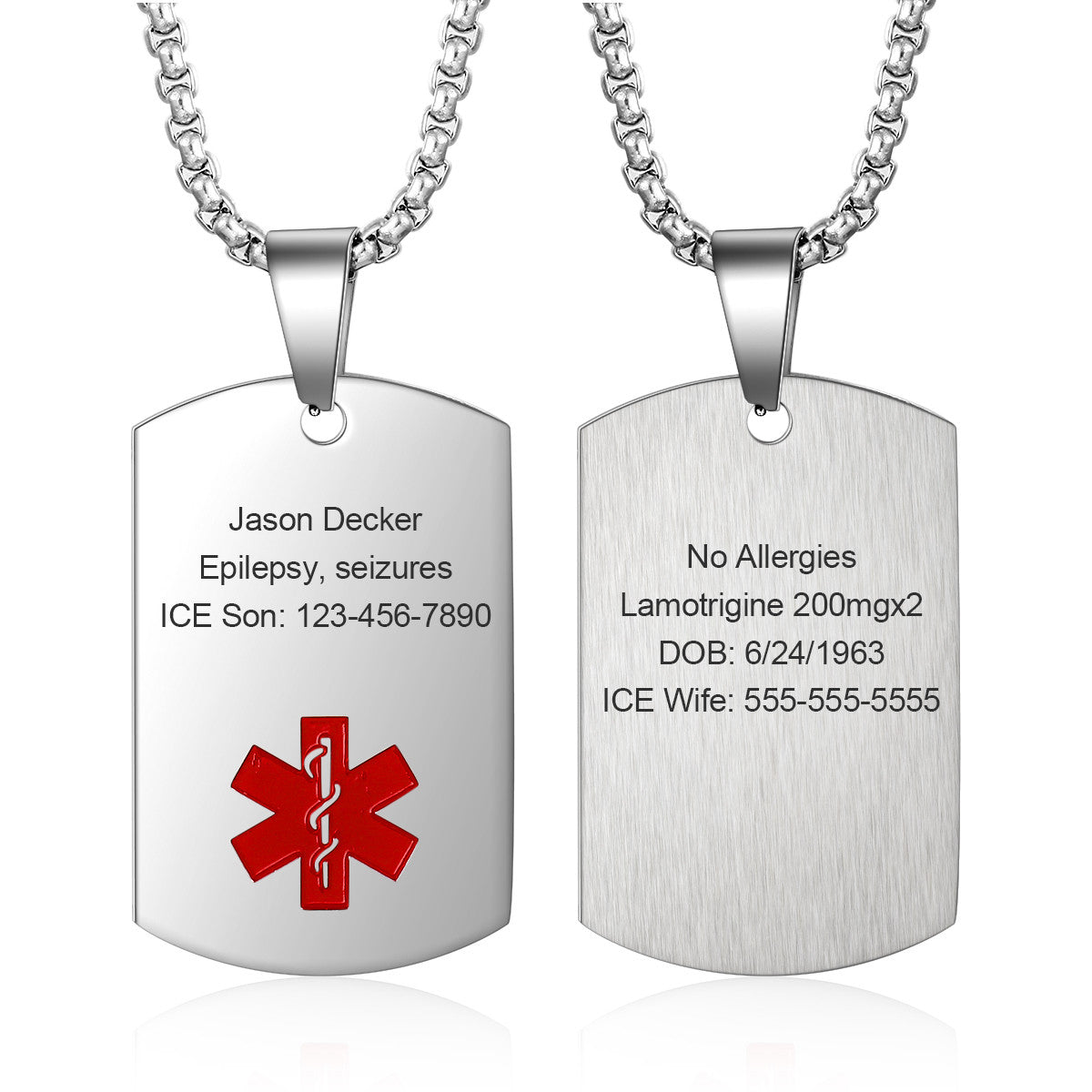 Stainless Steel Medical Alert Pendant Necklace