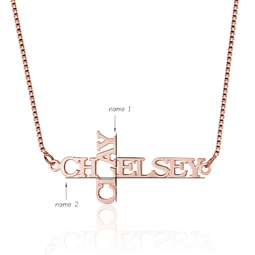 Cross Double Name Necklace