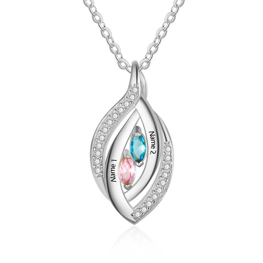 925 Sterling Silver Cubic Zirconia Birthstones Eye Pendant Necklace