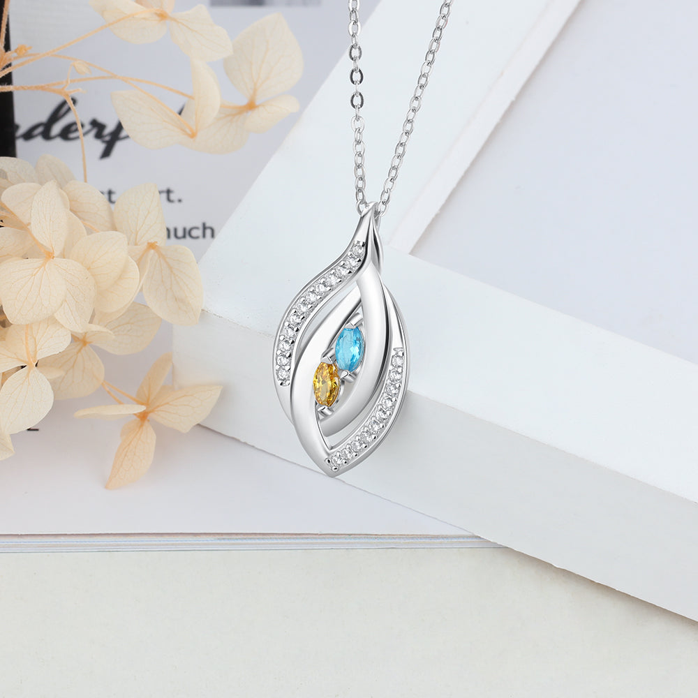 925 Sterling Silver Cubic Zirconia Birthstones Eye Pendant Necklace