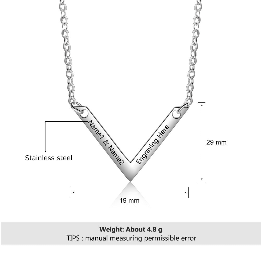 Custom V Shaped Flat Necklace