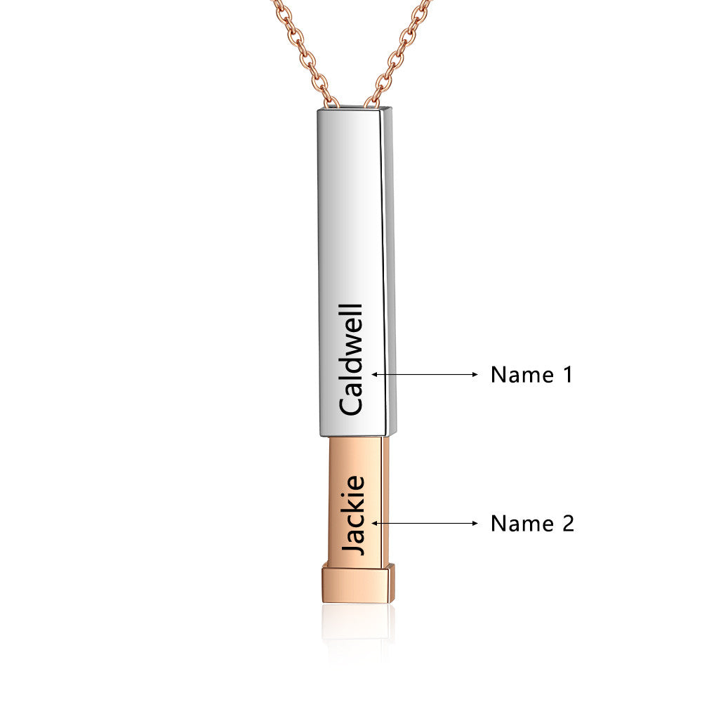 Double Name Bar Pendant Necklace