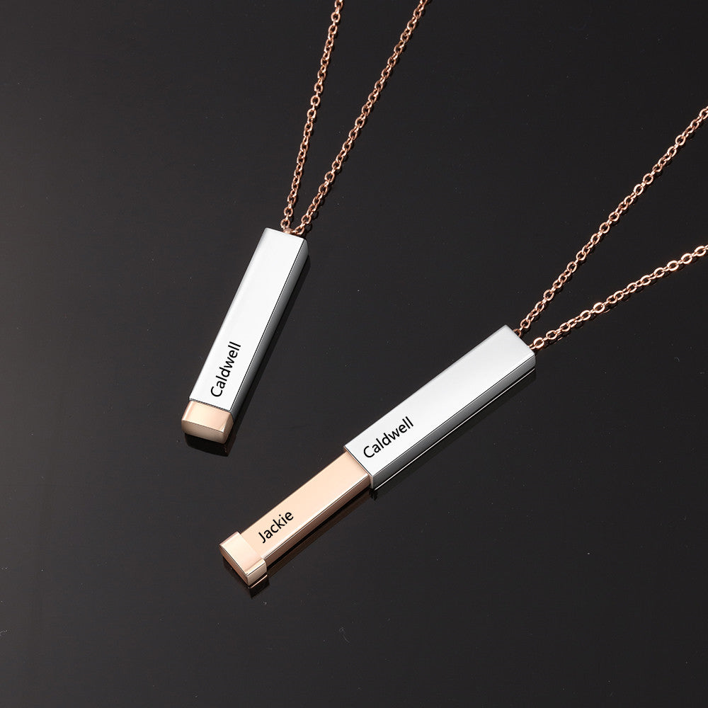 Double Name Bar Pendant Necklace