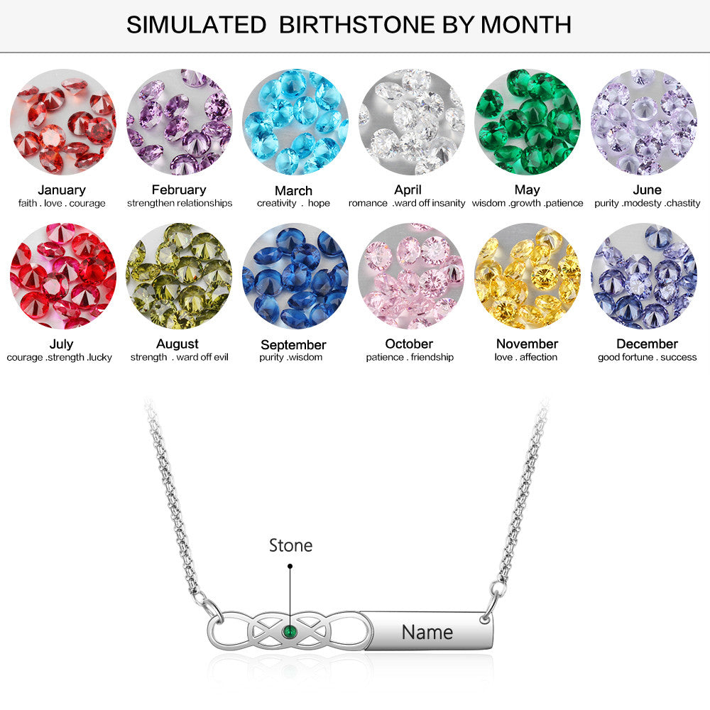 Custom Bar Birthstone Necklace