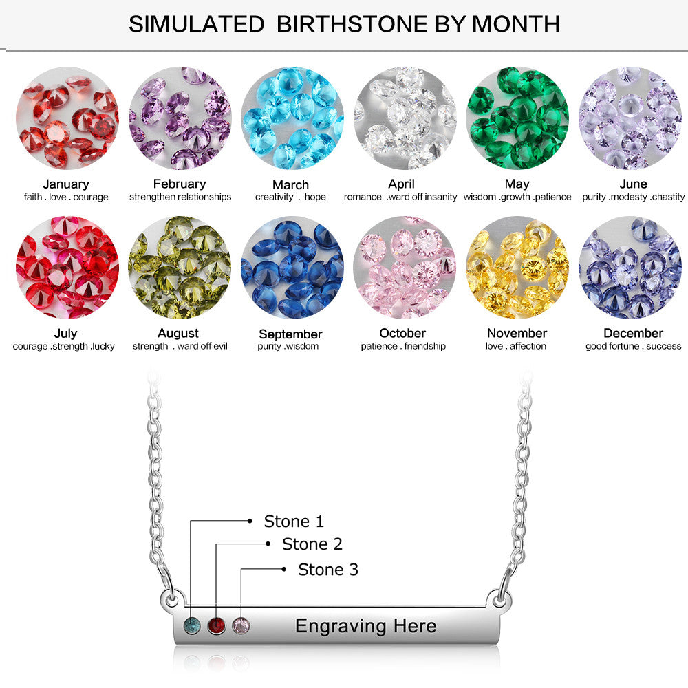 Custom Birthstone Stainless Steel Necklace