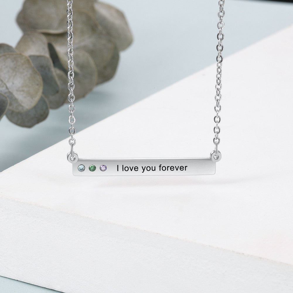 Custom Birthstone Stainless Steel Necklace