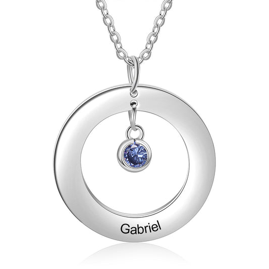 Custom Stainless Steel Birthstone Circle Necklace