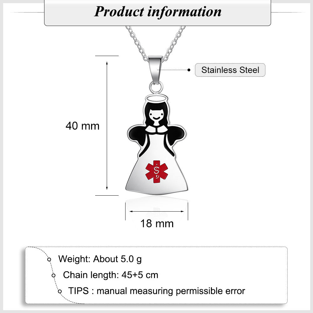 Personalized Stainless Steel Kid Medical Necklace