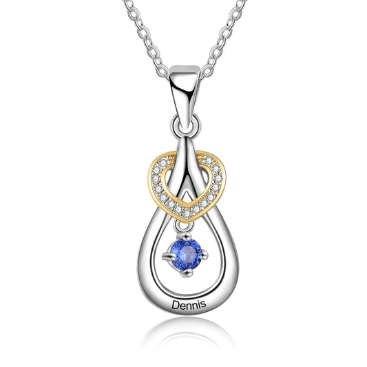 925 Sterling Silver One Birthstone Heart Necklace