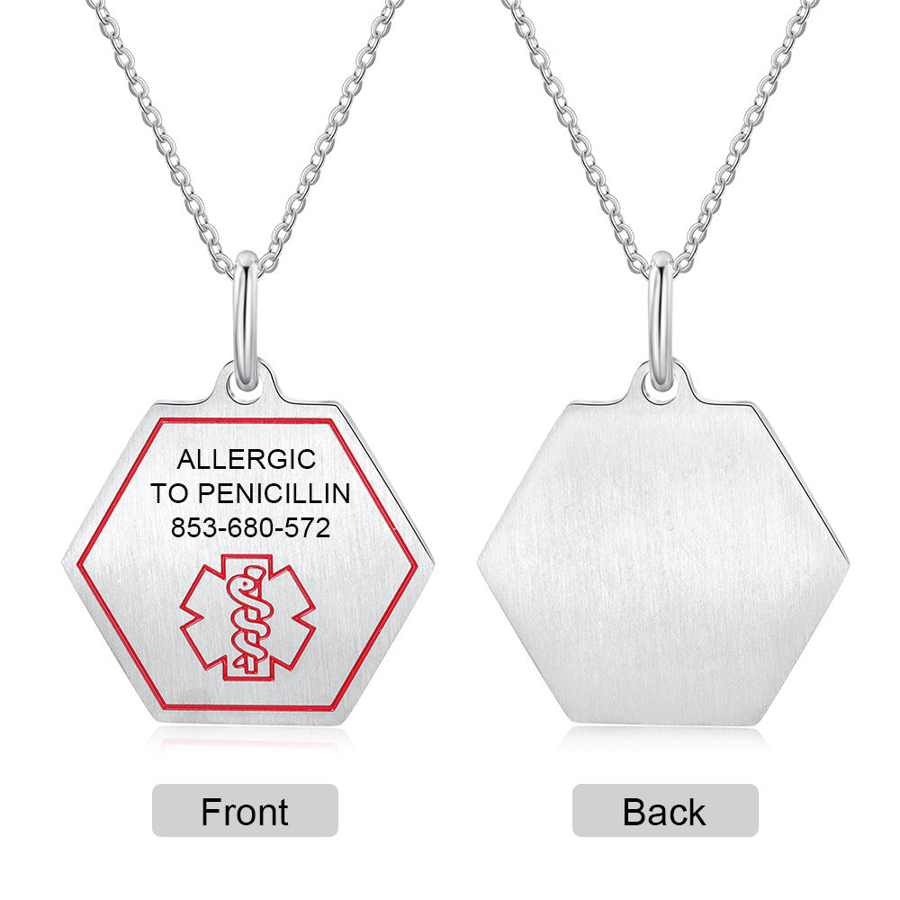 Personalized Sainless Steal Medical Necklace