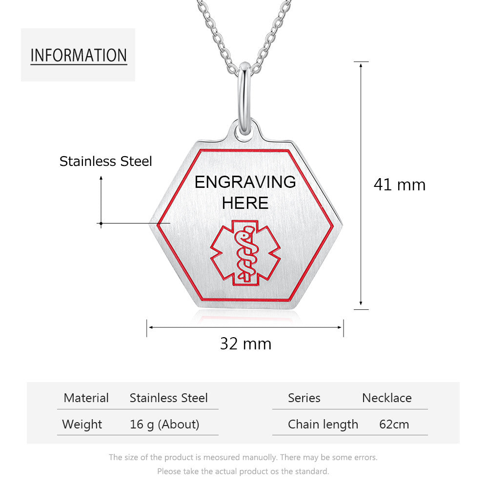 Personalized Sainless Steal Medical Necklace