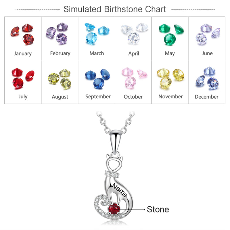 925 Sterling Silver One Birthstone Necklace