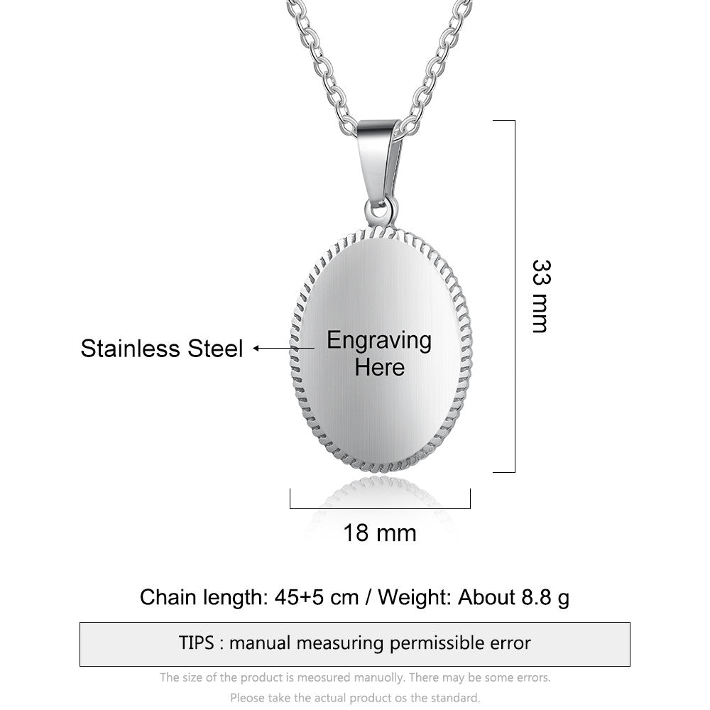 Engraving Stainless Steel Medical Necklace