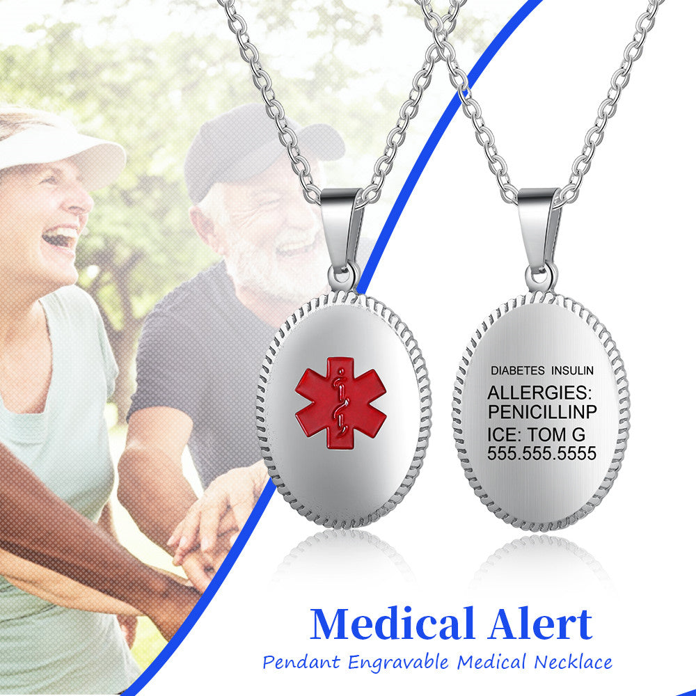 Engraving Stainless Steel Medical Necklace