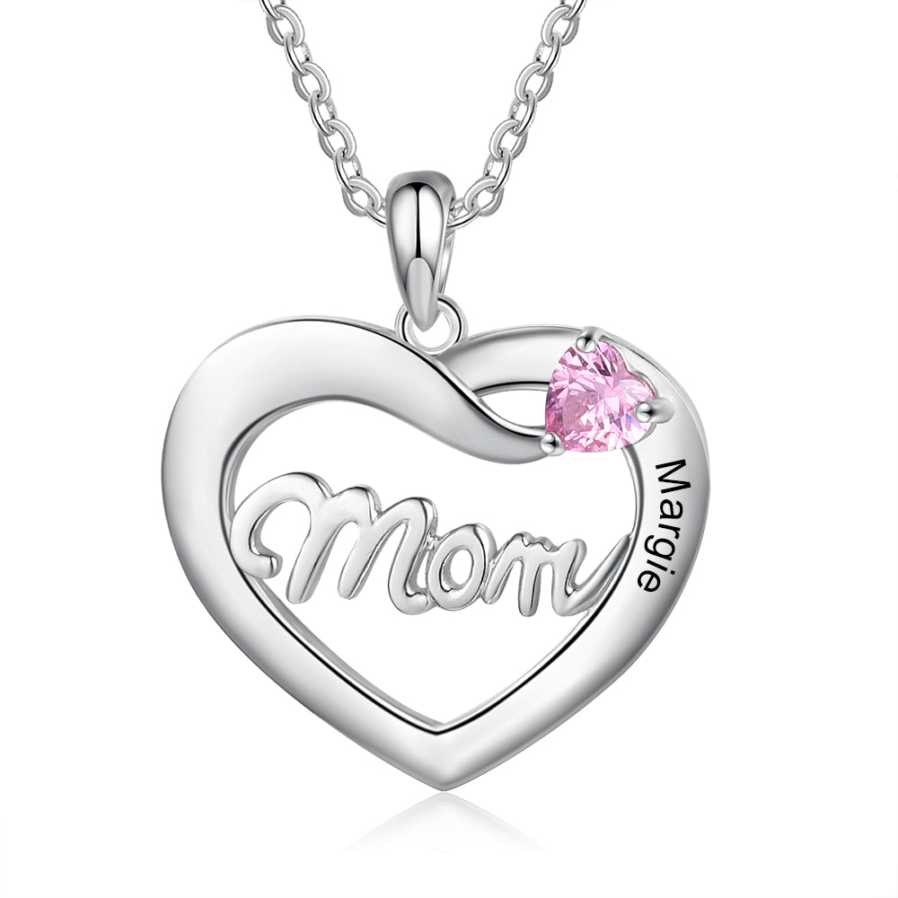 Custom Name Heart With Mom Necklace