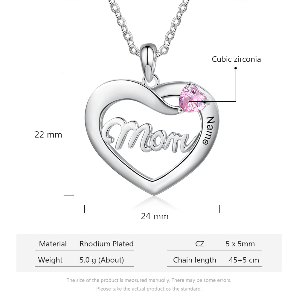 Custom Name Heart With Mom Necklace