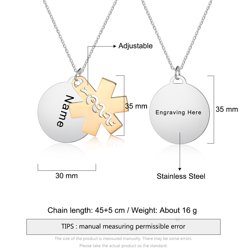 Personalized Stainless Steel Medical Necklace