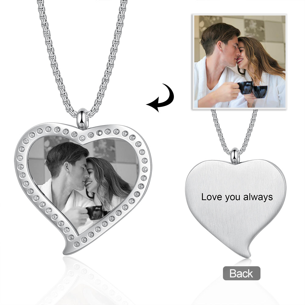 Engraved Stainless Steel Persomalized Photo Necklaces