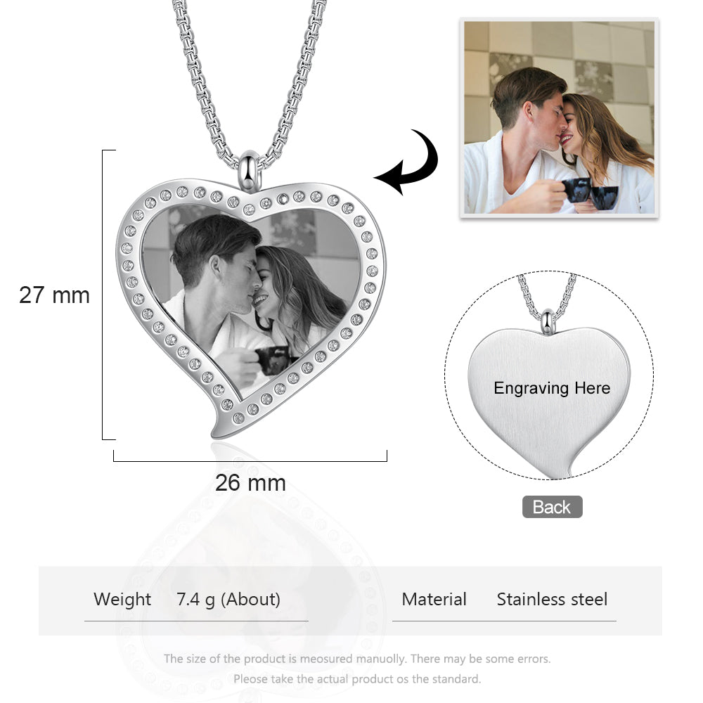 Engraved Stainless Steel Persomalized Photo Necklaces