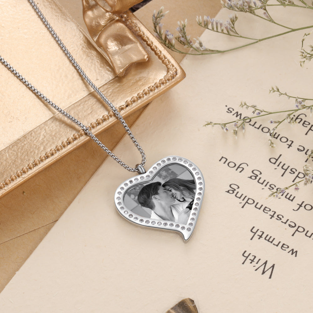 Engraved Stainless Steel Persomalized Photo Necklaces