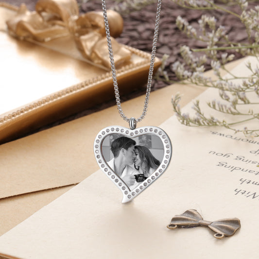 Engraved Stainless Steel Persomalized Photo Necklaces