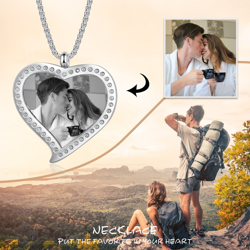 Engraved Stainless Steel Persomalized Photo Necklaces