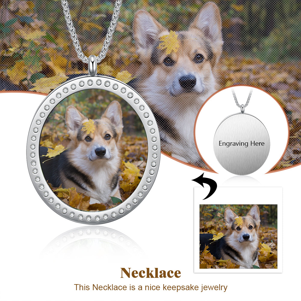 Stainless Steel Customized Photo Round Pednant Necklace