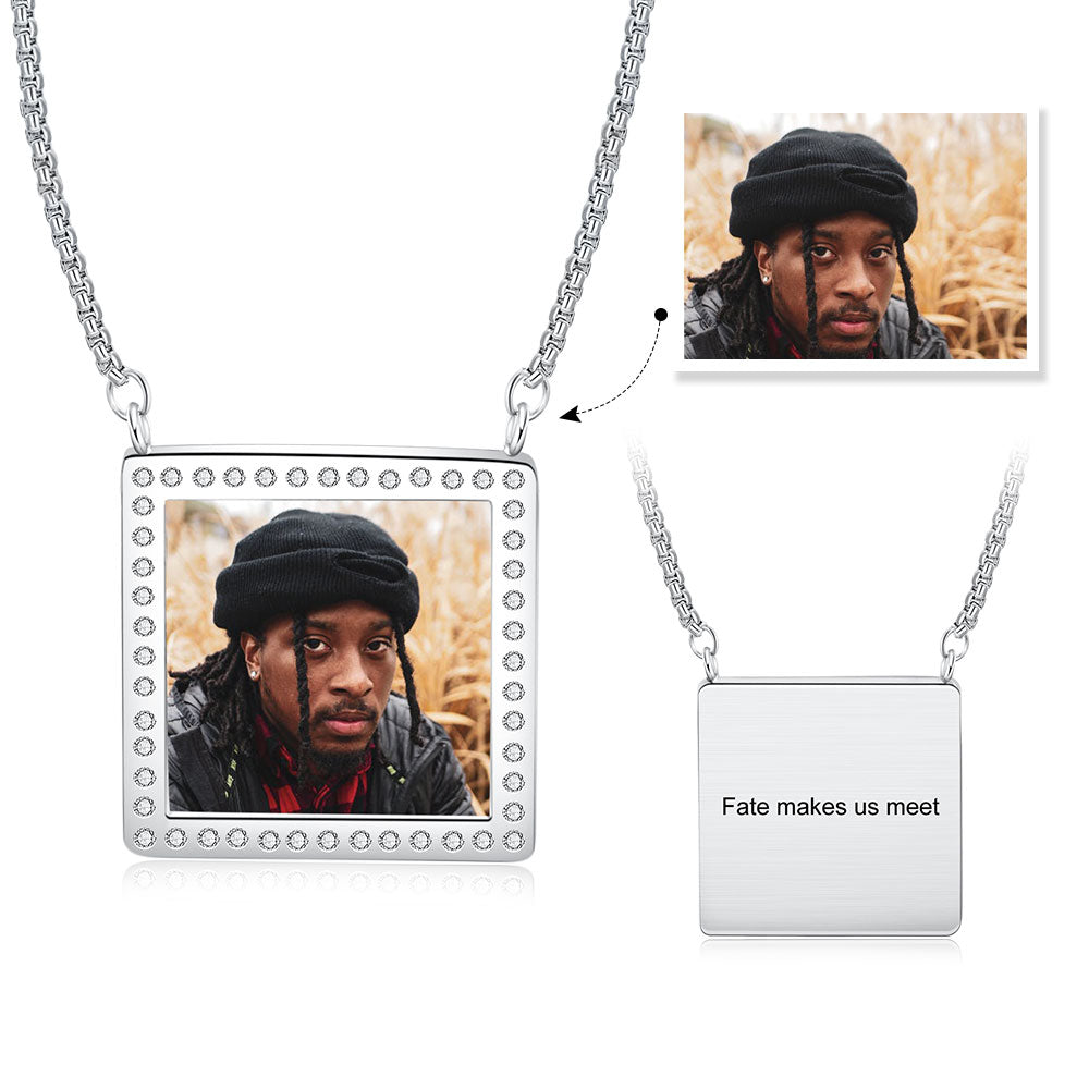 Customized Stainless Square Photo Pendant Necklace