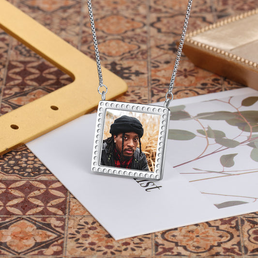 Customized Stainless Square Photo Pendant Necklace